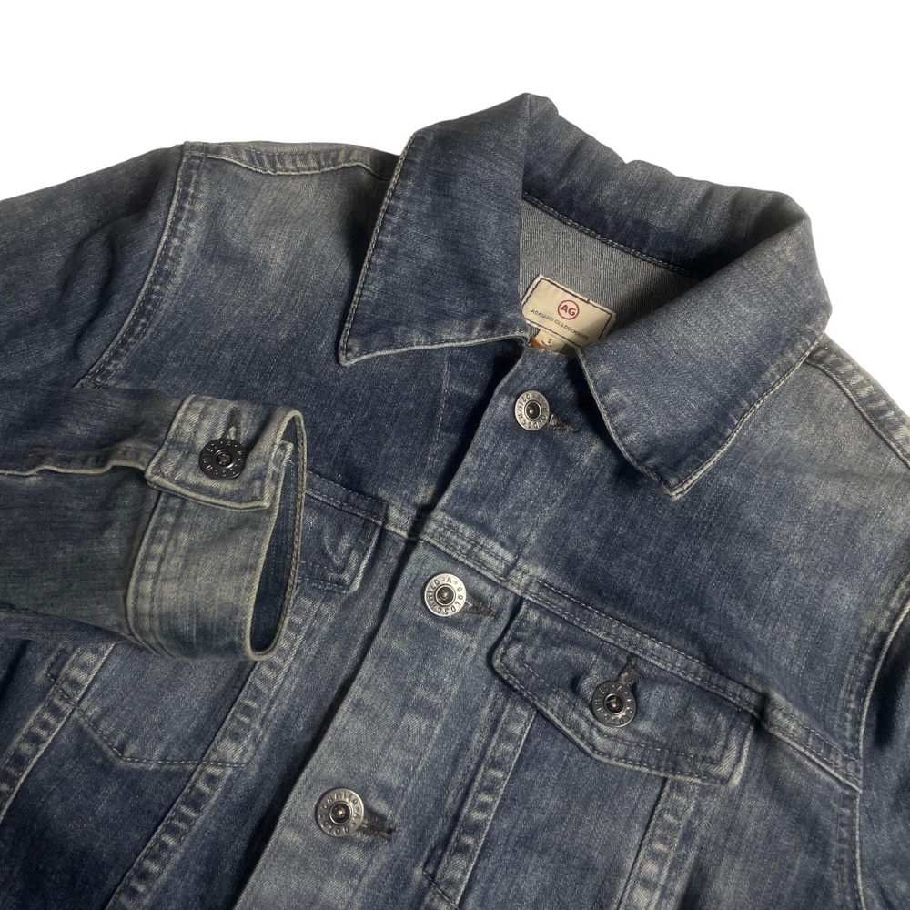 AG Adriano Goldschmied Small Jean Jacket Blue Stonewash Metal Buttons‎ Denim